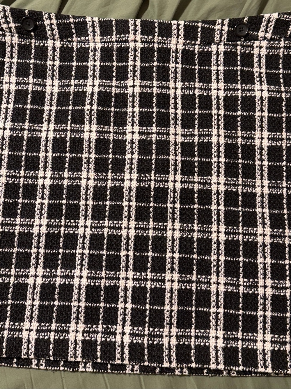 Banana Republic Black and White Plaid Tweed Mini Skirt